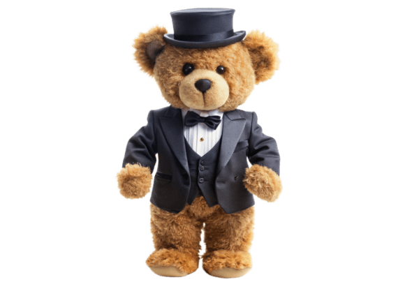 3D Cute Cartoon Bear with Top Hat PNG Files