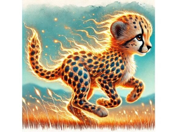 A 3D Baby Cheetah with Glowing Flamelike: Your Digital Creative Companion
