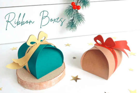Bow and Ribbons Boxes: Printable Favor Box Templates