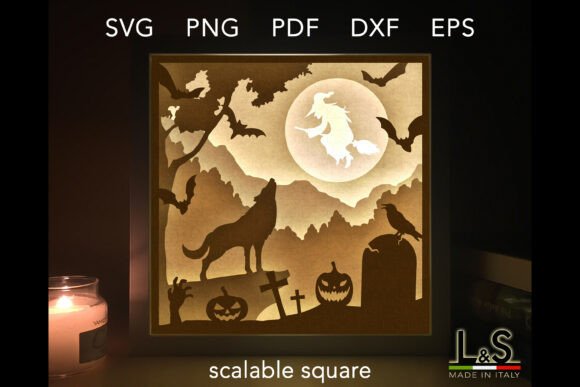 Bring a Gothic Touch to Halloween with the Halloween Wolf Shadow Box Template