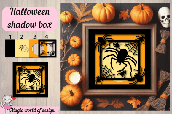 Craft a Hauntingly Beautiful Halloween Display with the Halloween Spider and Web Shadow Box SVG