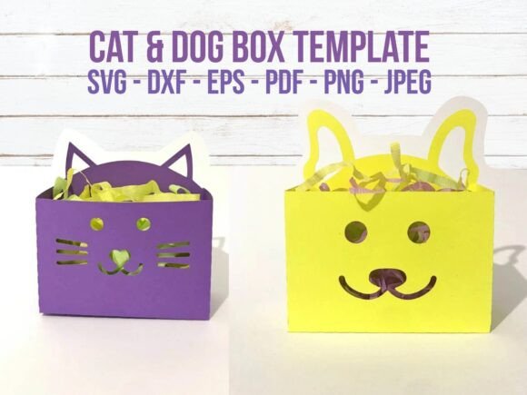 Creative Cat and Dog Candy Box Templates for Cutting Machines