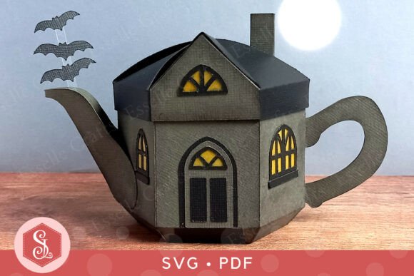 Halloween Haunted House Teapot SVG PDF Craft Project