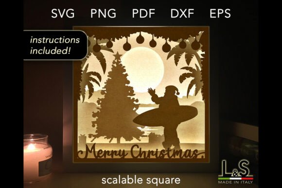 Tropical Christmas Shadow Box Template Evaluation